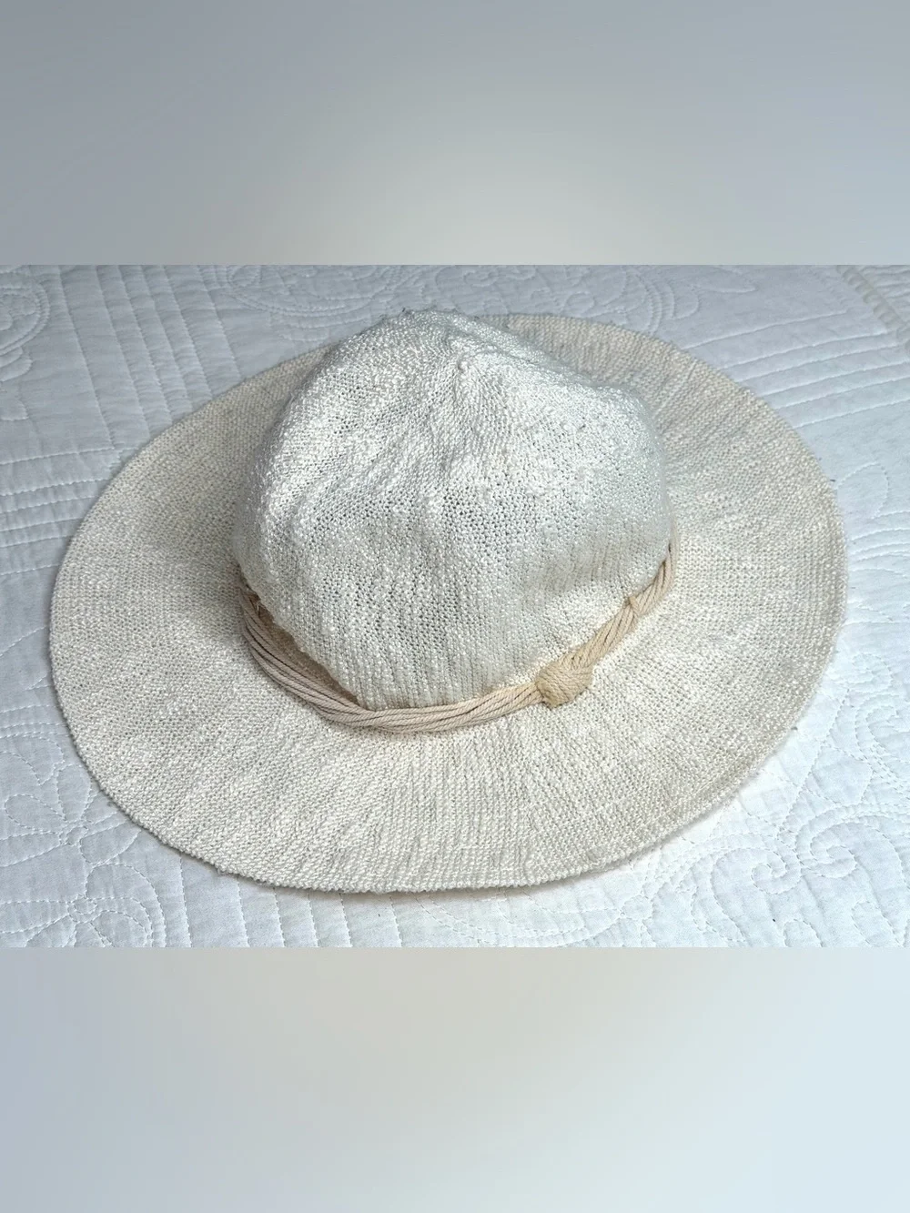 American Eagle Cream Wide Brim Sun Hat Linen Soft Brim - Picture 1 of 5